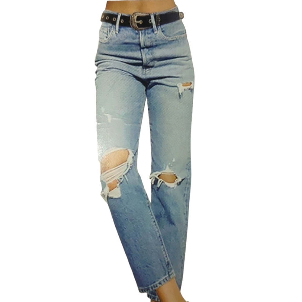 ʕ·ᴥ·ʔ S.O.N.G. Ripped Button Up Capri Denim Timeless fit Jeans 17/33